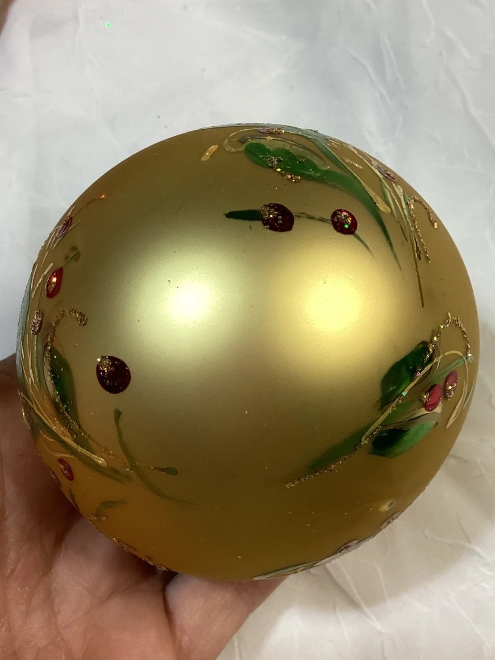 Demdaco Red & Gold Decorative Holiday Christmas Glass Ornament Set x3 Balls